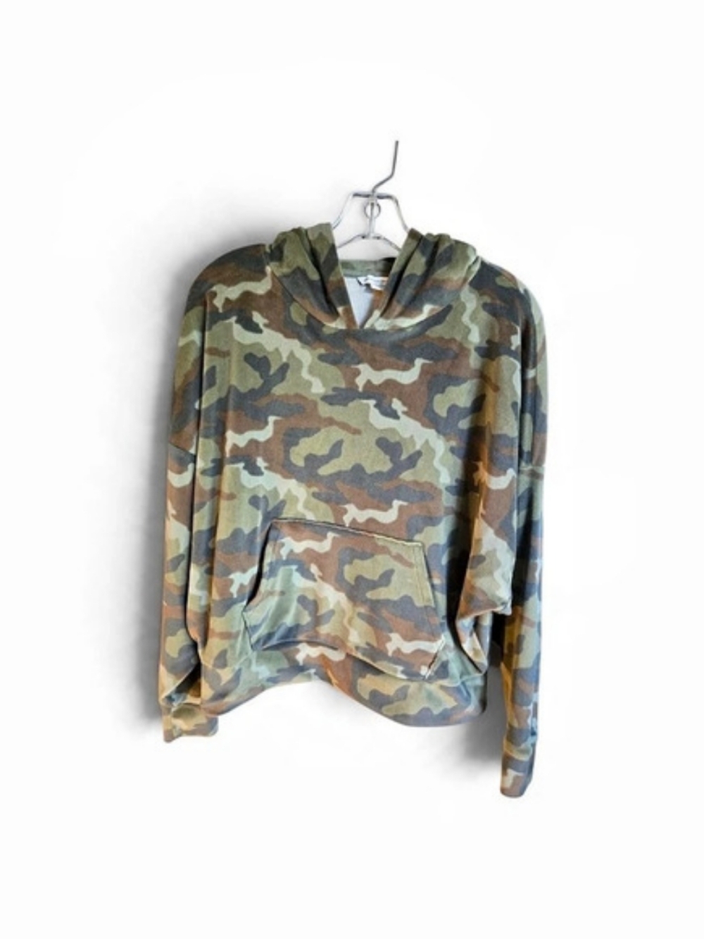American Eagle Camo Velour Hoodie in Green & Brown